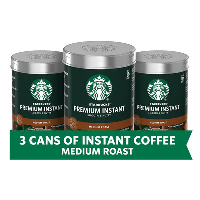 Premium Instant Coffee, Medium Roast, 100% Arabica Beans, 3 Pack (3.17 Oz Each)