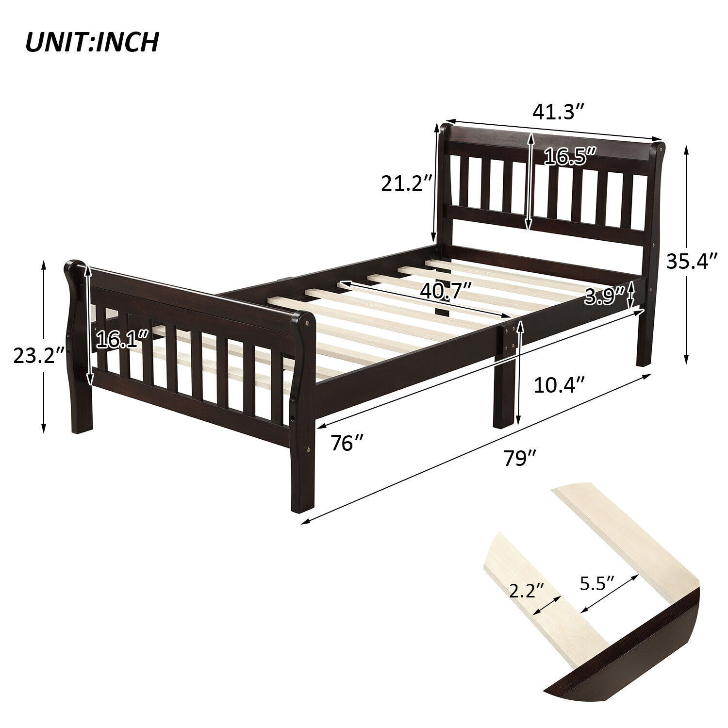 Best Price Mattress Modern Style Platform Bed Frame w/ Wooden Slat Support US