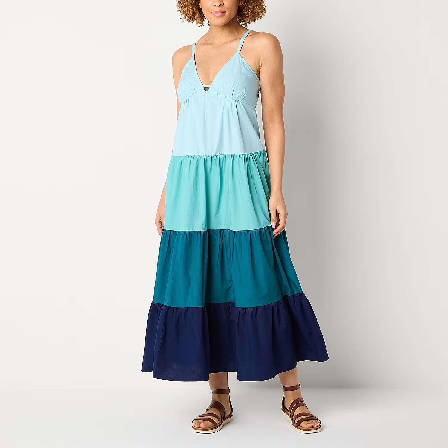 MEDI COLOR TIERED VOLUME DRESS ブルー Sサイズ Ameri（アメリ）の「MEDI COLOR TIERED VOLUME DRESS