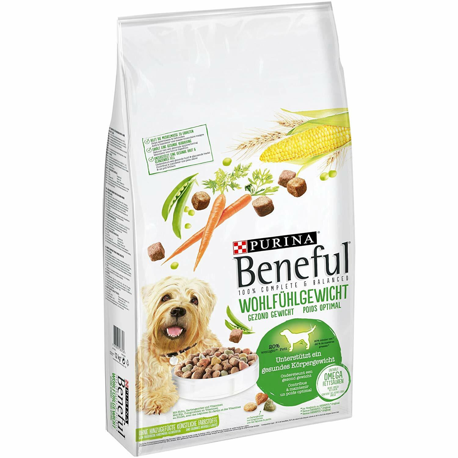 Purina Beneful Wohlfühlgewicht Hundefutter Trockenfutter Vitamine 12 kg Sack