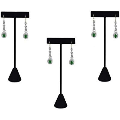 RJ Displays 3 Black Velvet Earring T Stand Showcase Display 6.75''H. for retail