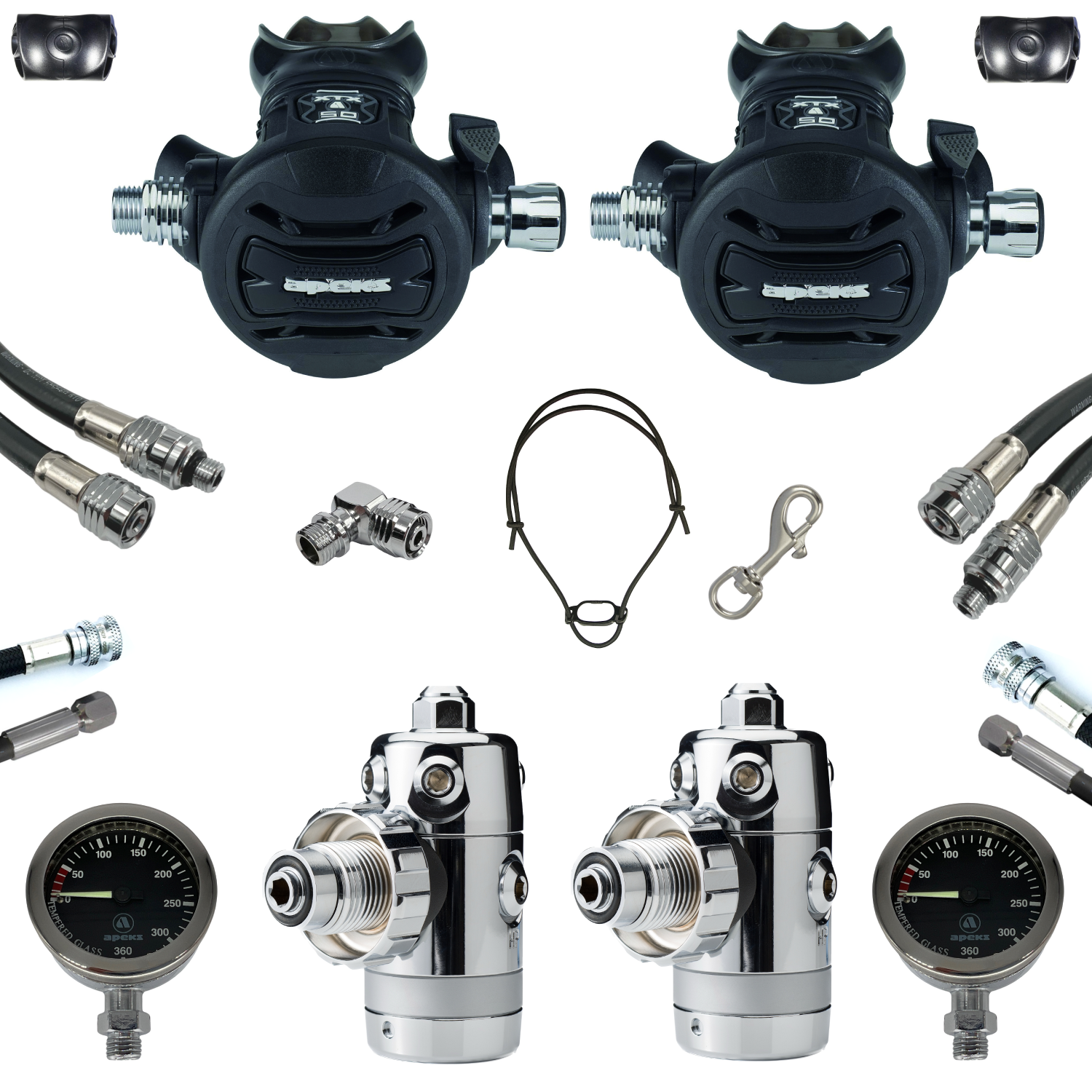 SF-1 Top: Apeks XTX 50 Sidemount Set - double swivel Gummi (AP0100F) Komplettset
