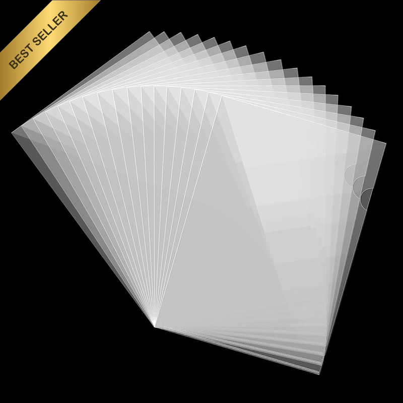 50PCS Clear Plastic Document Folders, US Letter/ A4 Size 16C (0.16Mm) Thick Clea