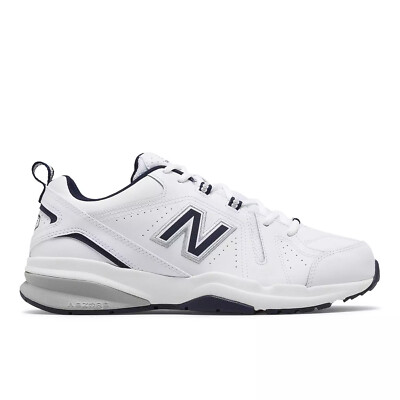 NEW MEN’S NEW BALANCE 608v5 TRAINING SHOES! IN WHITE AND NAVY BLUE! $75 RETAIL!