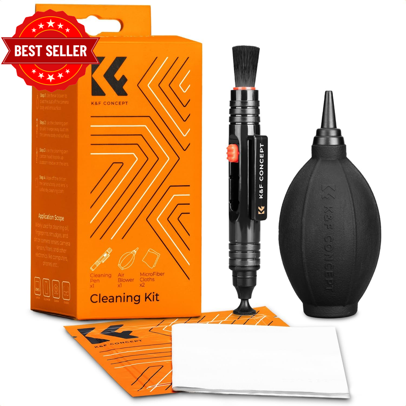 4-In-1 Camera Cleaning Kit with Lens Brush Pen, Rocket Air Blower, Microfiber Cl