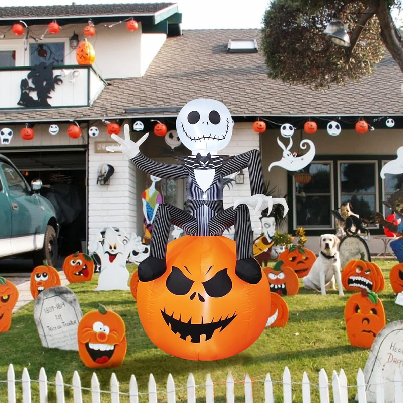 6 Ft Inflatable Halloween Yard Decorations - Outdoor Blow Up Yard Pumpkin Decor