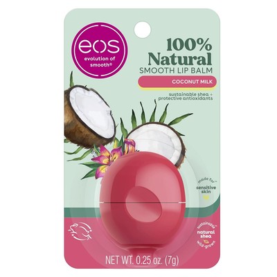 eos 100% Natural Lip Balm- Coconut Milk, All-Day Moisture, Made for Se