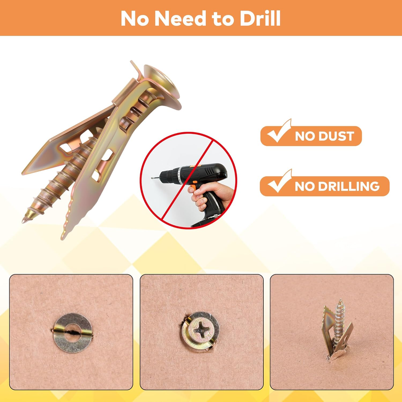 160 PCS Self-Drilling Drywall Anchors Kit - Zinc Plated Steel Wall Anchors & Scr