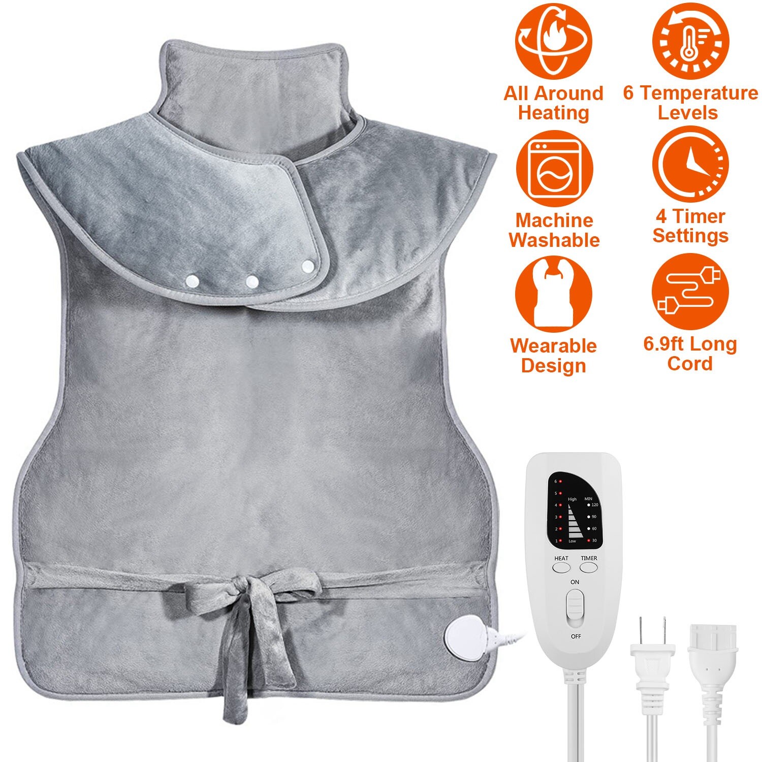 Large Electric Heating Pad Wrap for Neck Shoulders Back Warm