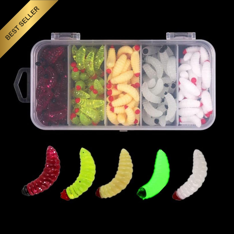 100Pcs Soft Silicone Maggot Worm, Soft Artificial Bread Worm Fishing Lure, Biomi