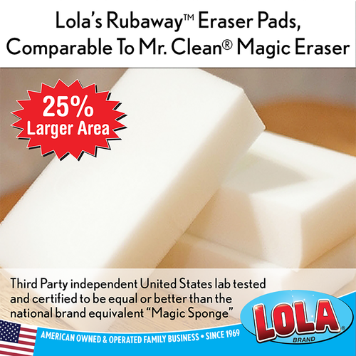LOLA Mr. Clean Magic Eraser Comparable Rubaway Eraser Pads, Eco-Friendly - 2 CT