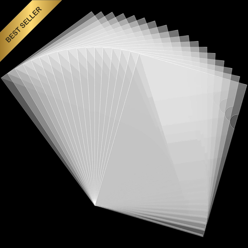 50PCS Clear Plastic Document Folders, US Letter/ A4 Size 14C (1.4Mm) Thick Clear