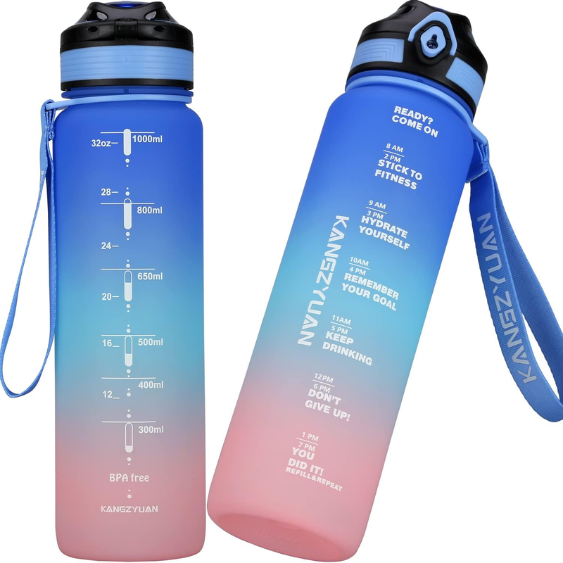 With Time Marker,32oz Infuser Water Bottle ,tritan Mat