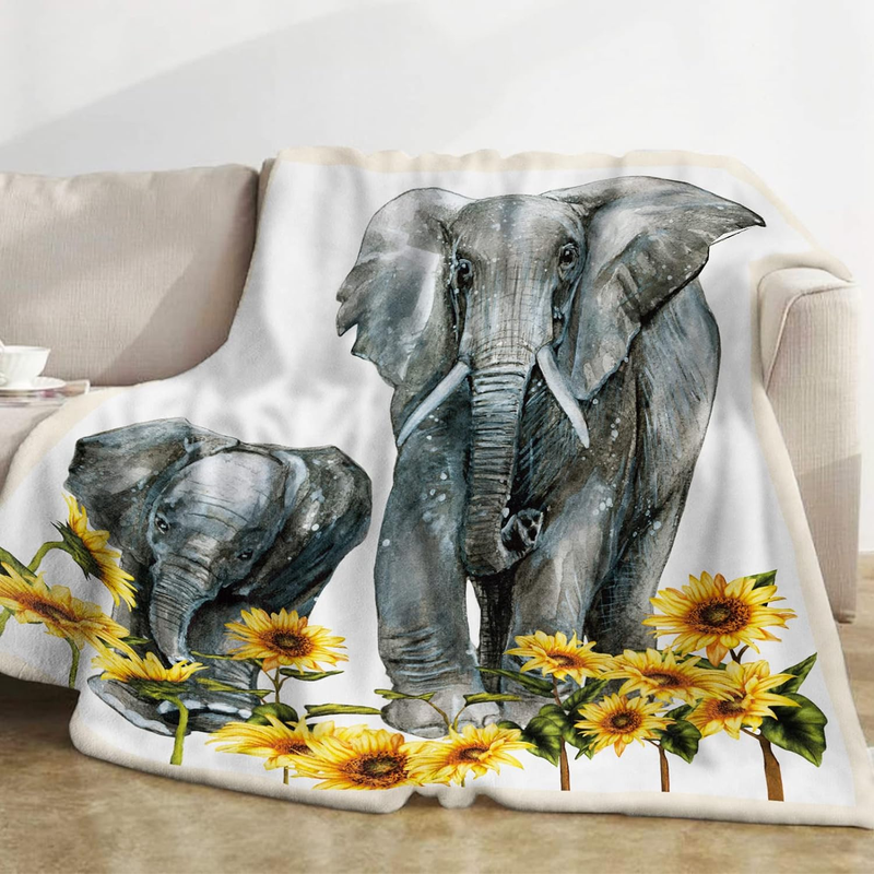 S For Kids Elephant Sunflower Blanket Soft Cozy Fluffy Fuz