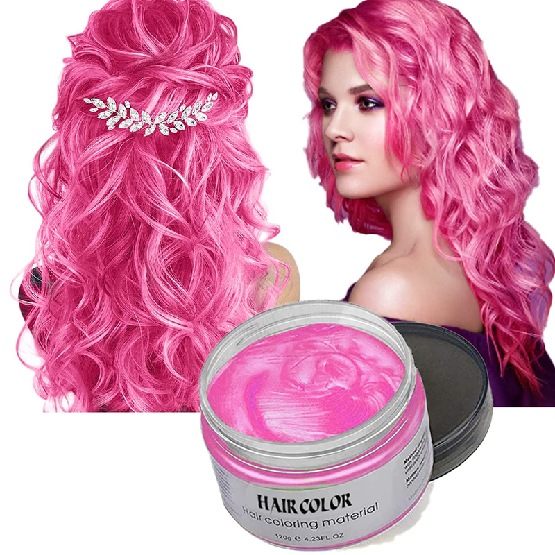 Temporary Hair Color Wax Dye, Pink Hair Dye Hair Spray Pomades Disposable Natura