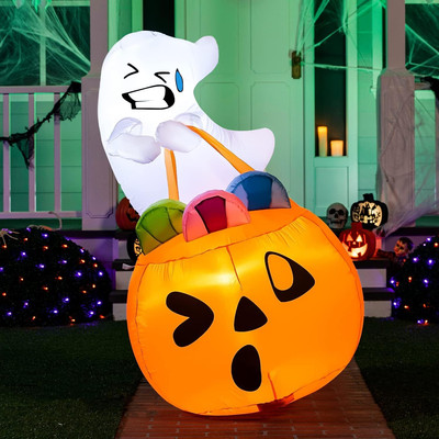 5 FT Tall Halloween Inflatables Outdoor Decorations, Inflatable Cute Ghost Hallo