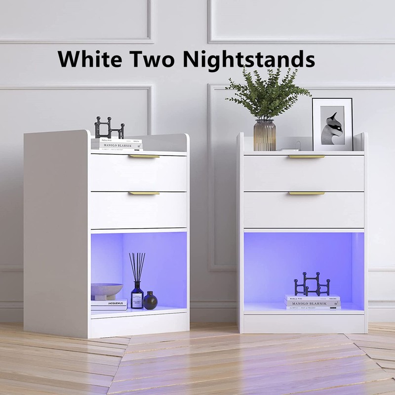 Full Queen Size Bed Frame Metal Platform Bed with LED Lights 4 Drawers Headboard