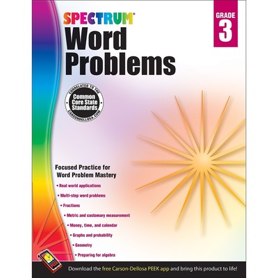 CARSON-DELLOSA Spectrum Gr3 Word Problems Workbook 704489