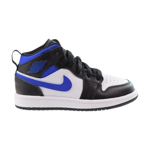 Обувь Jordan 1 Mid (PS) Little Kids Бело-Черная-Синяя Гоночная 640734-140