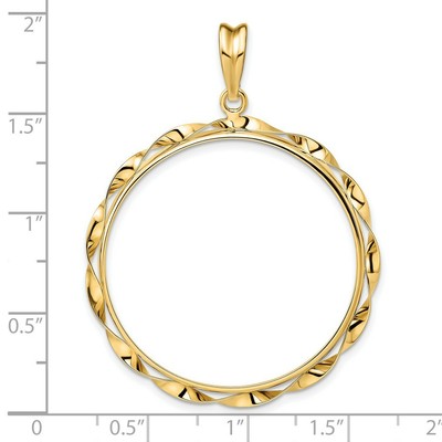 Pre-owned Jewelry Stores Network 1986-now $50 1 oz American Eagle Prong Set Folded Ribbon Coin Bezel In 14k Gold