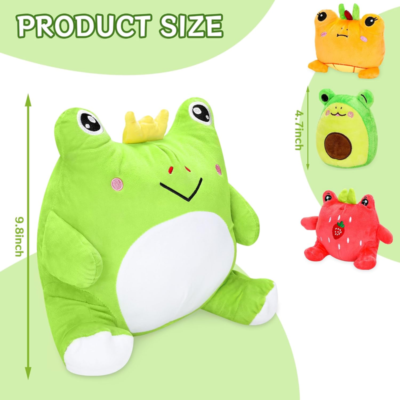 Four (4) Piece Set, Frog Stuffed Animal Plush Toys, Mommy and 3 Baby Frogs
