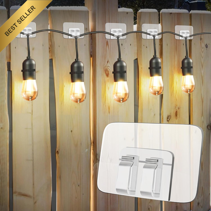 Hooks for Outdoor String Lights, 80 Pack, Heavy Duty Cable Clips with Waterproof