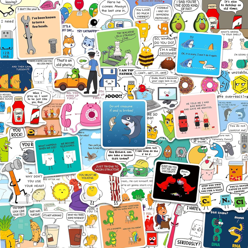 200PCS Funny Joke Stickers, Punny Dialogue Meme Decals