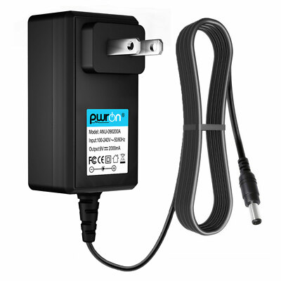 PwrON 9V Volt 2A Amp 2000mA AC Adapter Power Supply Cord Charger 5.5mmx2.1mm PSU