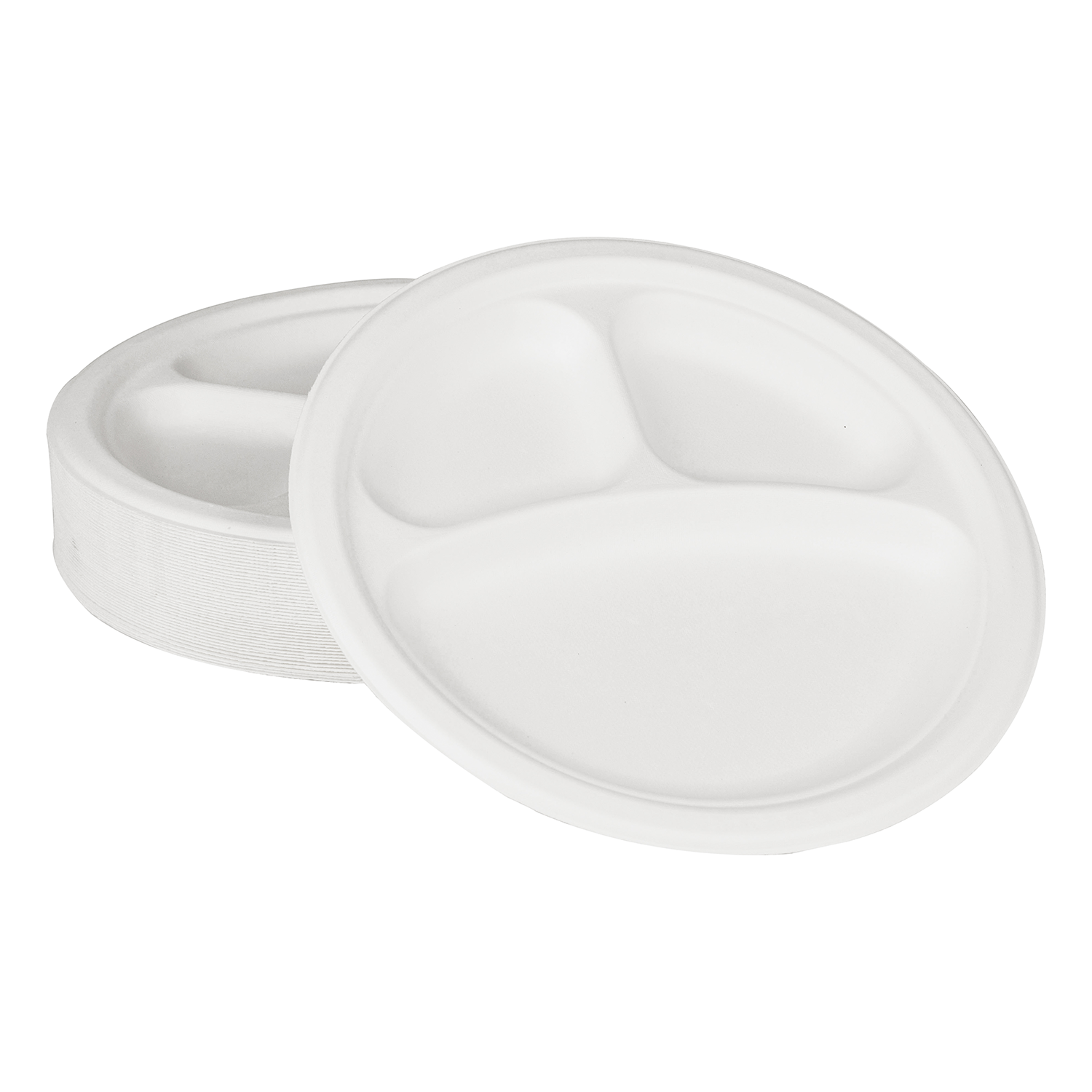 Karat Earth 9'' PFAS Free Bagasse Round Plates - 500 ct, KE-BPR09-3CFF