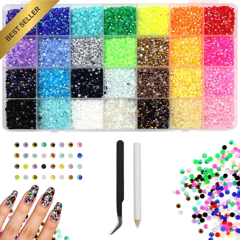 28000Pcs 3Mm Resin Jelly Rhinestones for Bedazzling Crystal Glitter Gems Bedazzl