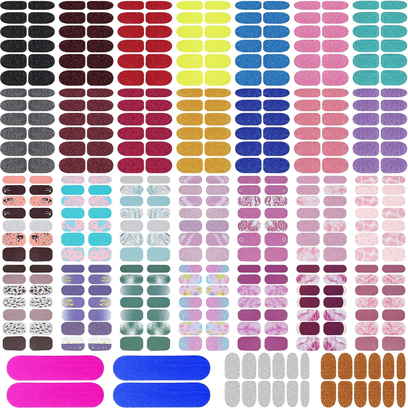 388 Pieces 30 Sheets Glitter Full Wraps Nail Polish Stickers Self-Adhesive Nail