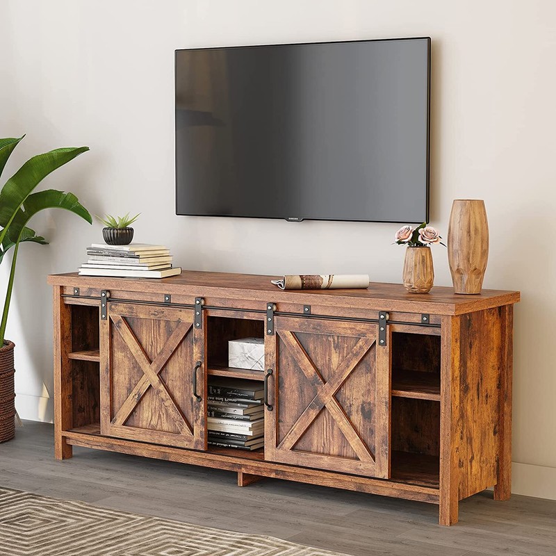 For 65 Inch Tv Entertainment Center With 2 Sliding Barn Door