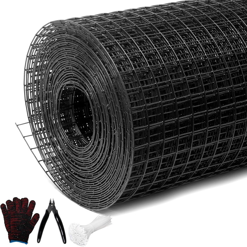Black Hardware Cloth 1Inx36Inx100Ft, Chicken Wire Fencing, 19Gauge, Vinyl PVC Coated Mesh, Welded Wire Mesh, Perfect for Gopher Wire, Rodent Mesh, Tree Guard, Chicken Coop