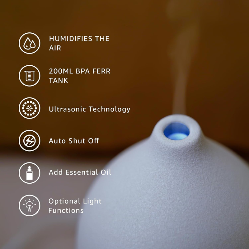 200ML Ceramic Diffuser,Aromatherapy Diffuser,Essential Oil Diffuser with 7 Color