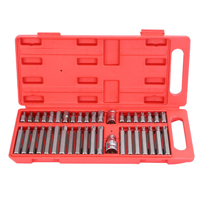 40 Piece Combination Bit Socket Set Torx Hex Spline Bits 1/2'' 3/8'' Connector