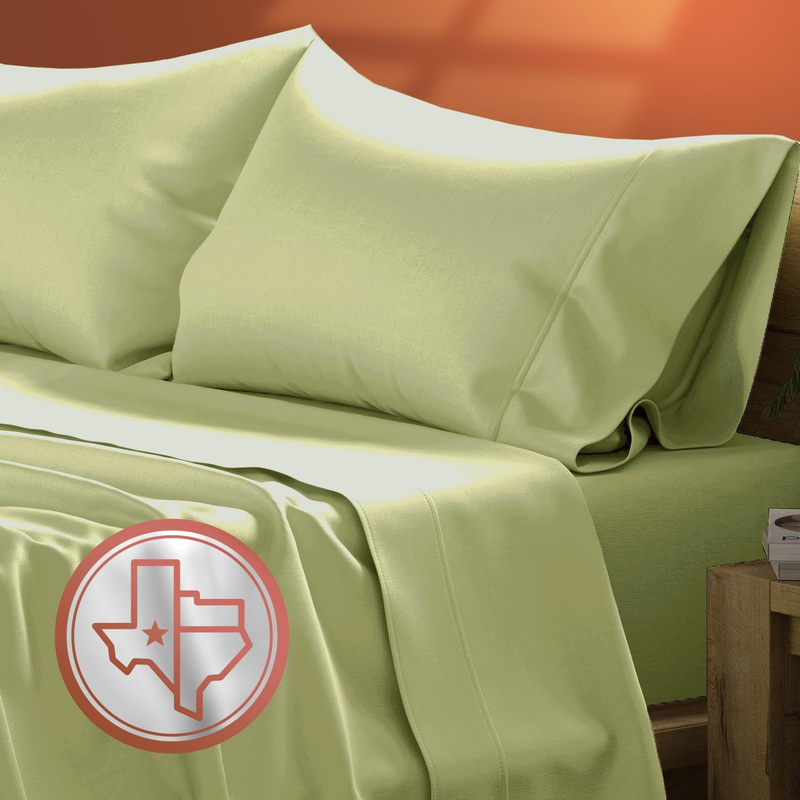 Luxury Egyptian Cotton California King Size Sheet Set - 600 Thread Count 4 PC Deep Pocket Fitted and Flat Sheets, Soft, Cooling Sateen Weave Hotel-Quality Cal King Sheets - Sage Green