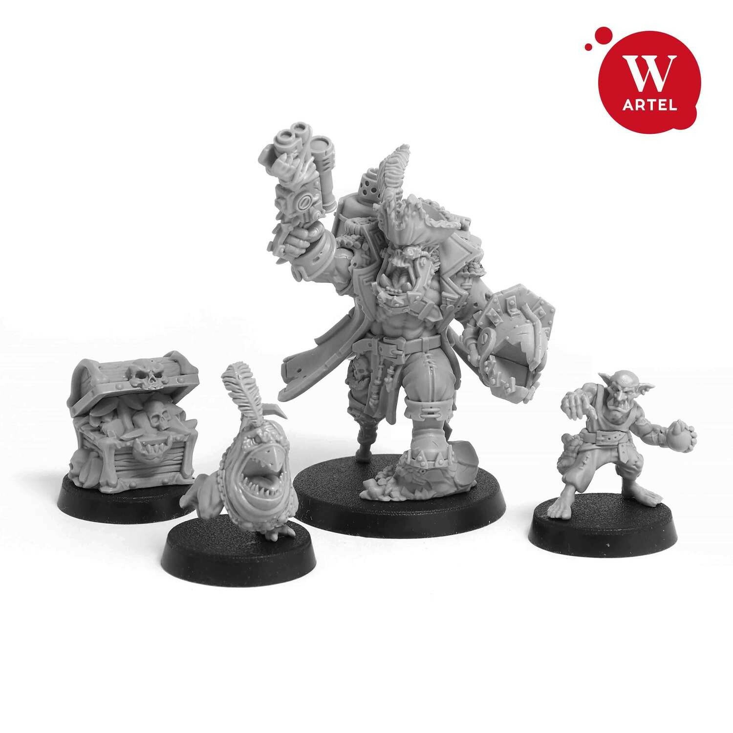 Ork Kaptin Bluddklaw 28мм варгейм миниатюра от W Artel