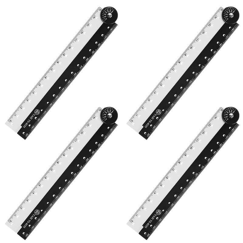 12 Inch Folding Ruler, 4 Pcs Acrylic Ruler, Angle Measurement Ruler, Flexible Ad