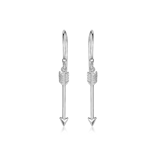 Серьги-стрелы из чистого серебра с полировкой и текстурой