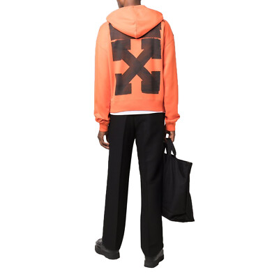 Pre-owned Off-white Jumbo Marker Over Hoodie Mens Style : Ombb037f21fle0162010 In Orange/black