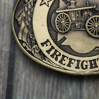 Wichita Firefighters Belt Buckle Award Design Medals Fireman Firemen Fire Truck