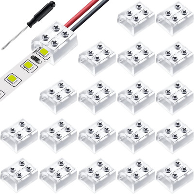 15 Pack 2 Pin 10 Mm Solderless LED Tape Light Connector Screw down LED Strip Con