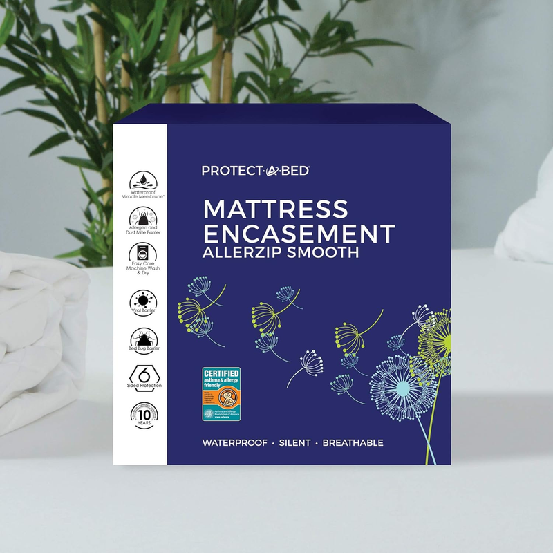 Allerzip Smooth Waterproof Mattress Protector, Machine Washable, King, 11-18 Inches