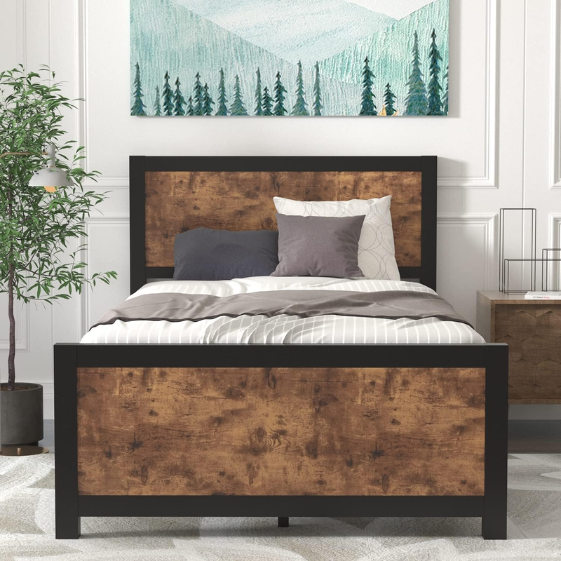 S With Headboard, Heavy Duty Platform Bed Twin With 13 Strong Meta