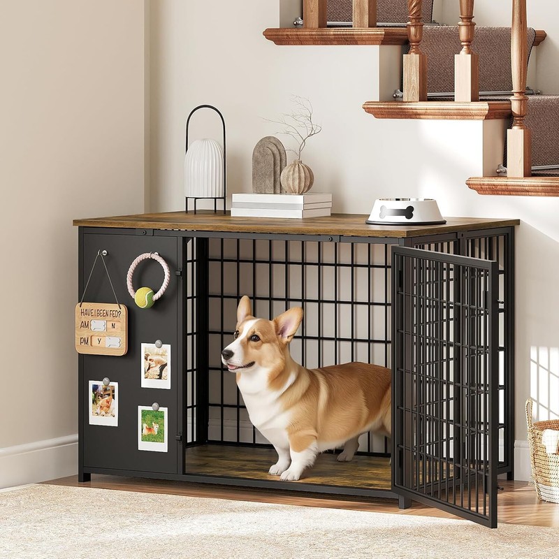 Foldable Dog Crate Furniture Dog Crate with DIY Frame, Heavy