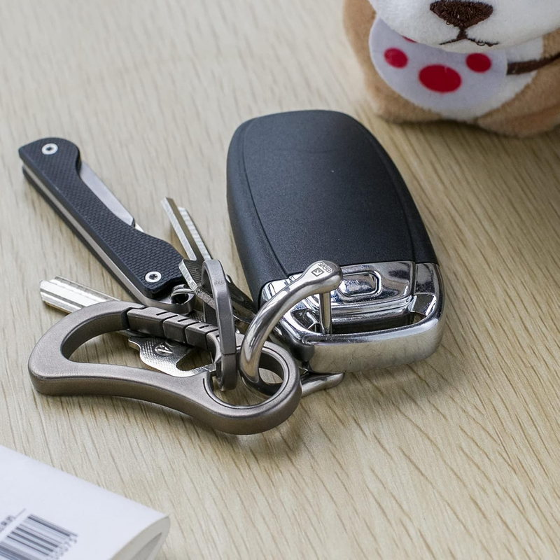 TISUR Titanium Car Key Rings,Heavy Duty D Ring Keychain Ring Keyring Keyfob Key 