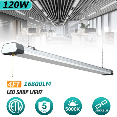 120W LED Shop Light 16,800LM Linkable Ceiling Tube Office Fixture 5000K Daylight