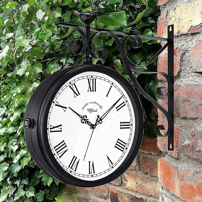 Double Sided Clock Waterproof Outdoor Clock for Patio Garage