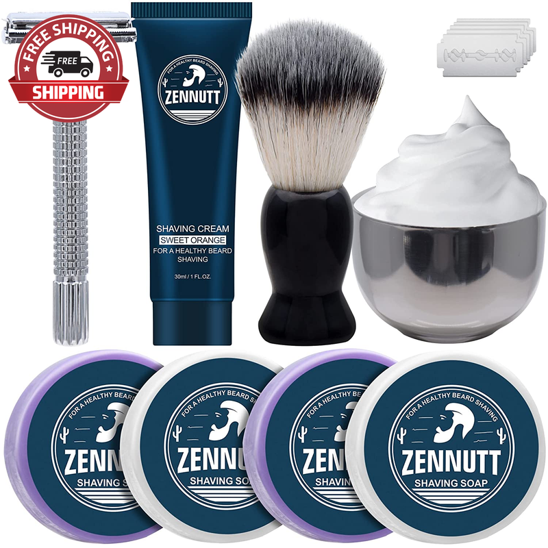 4 Packs Shaving Soap W/Shaving Bowl,Shaving Brush,Shaving Cr