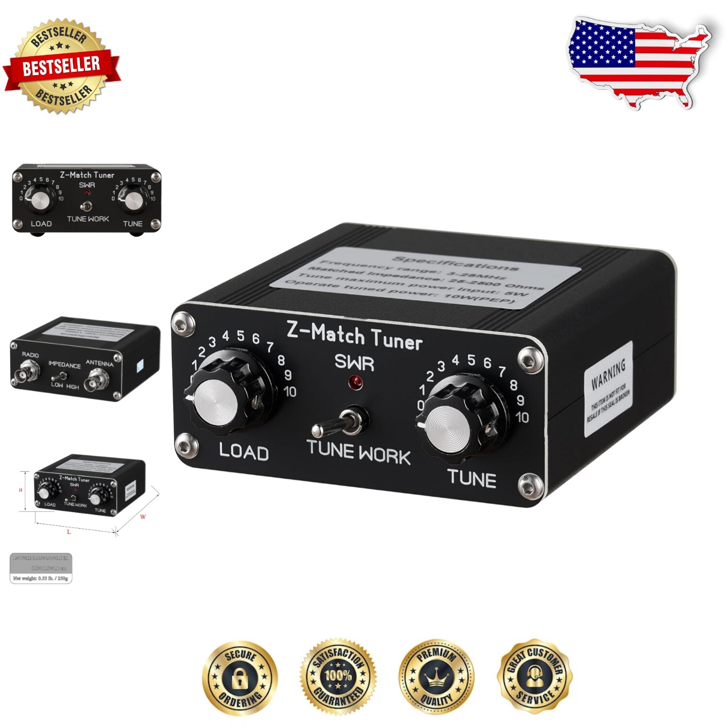 High Q Manual Antenna Tuner for HAM Radio 3-28 MHz